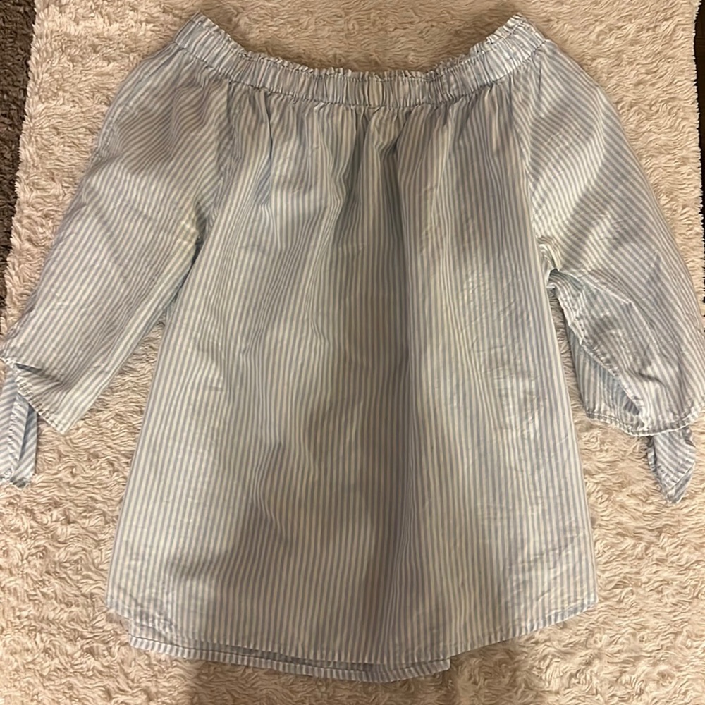 H&M blue and white striped top, over the shoulder, US 2. $7
